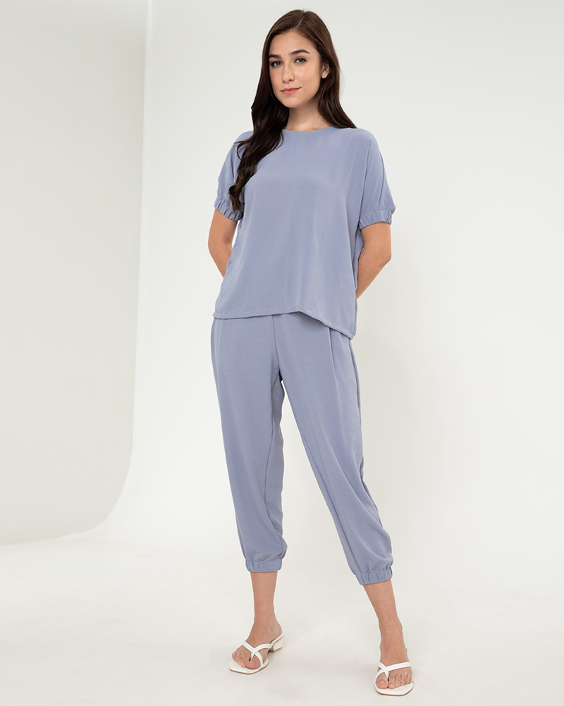Meara Round Neckline Crepe Terno Set