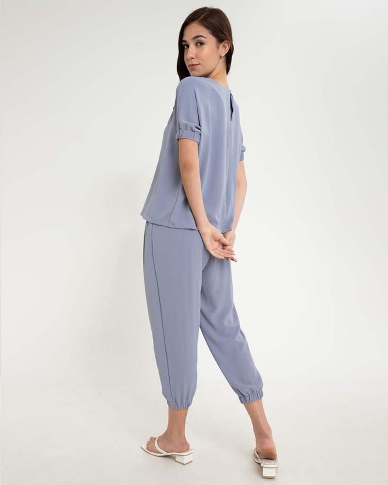 Meara Round Neckline Crepe Terno Set