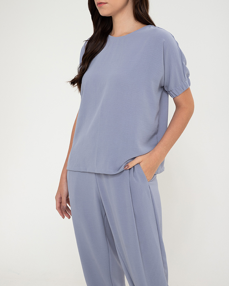 Meara Round Neckline Crepe Terno Set