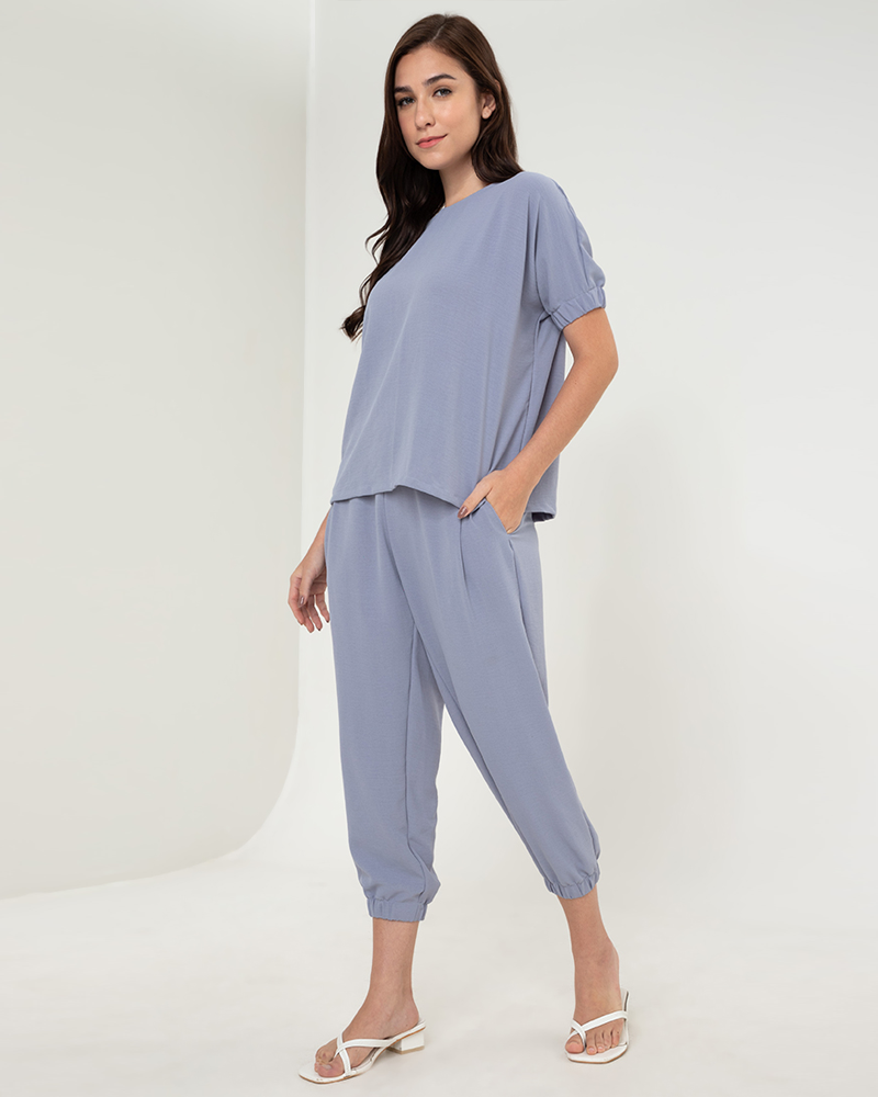 Meara Round Neckline Crepe Terno Set