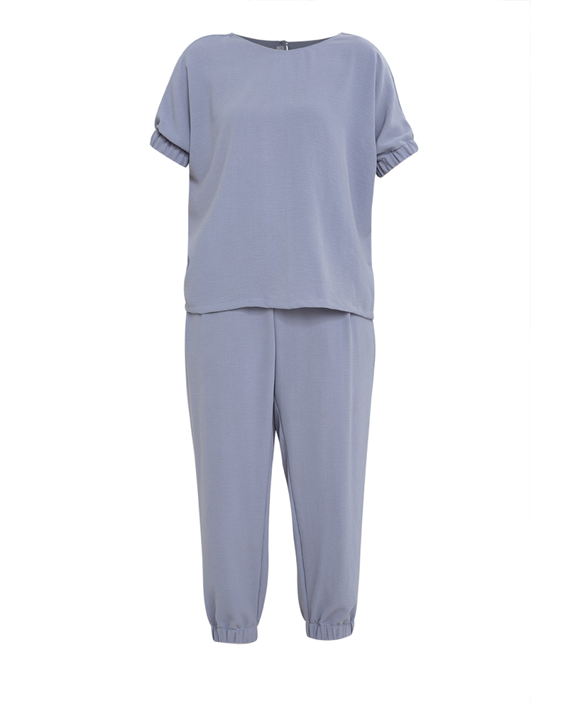 Meara Round Neckline Crepe Terno Set