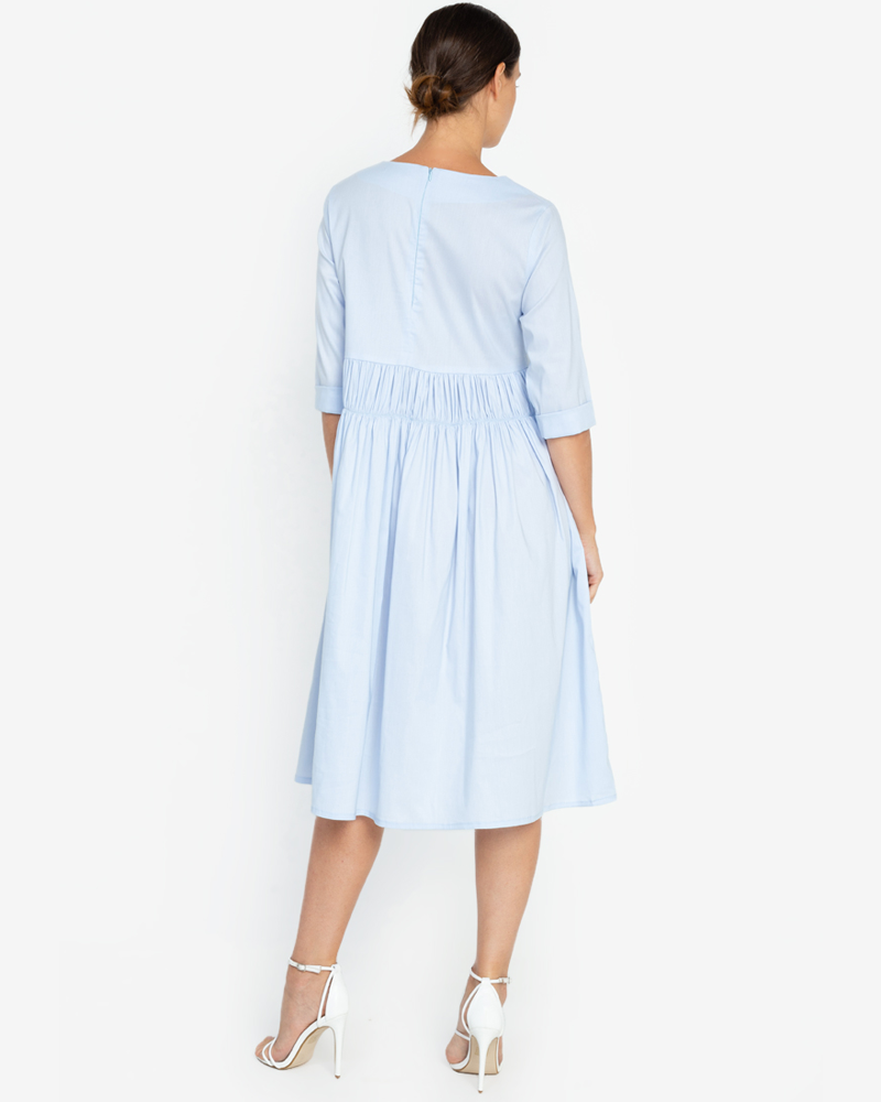 Millie Shirred Detail 3/4 Sleeves Short Dress