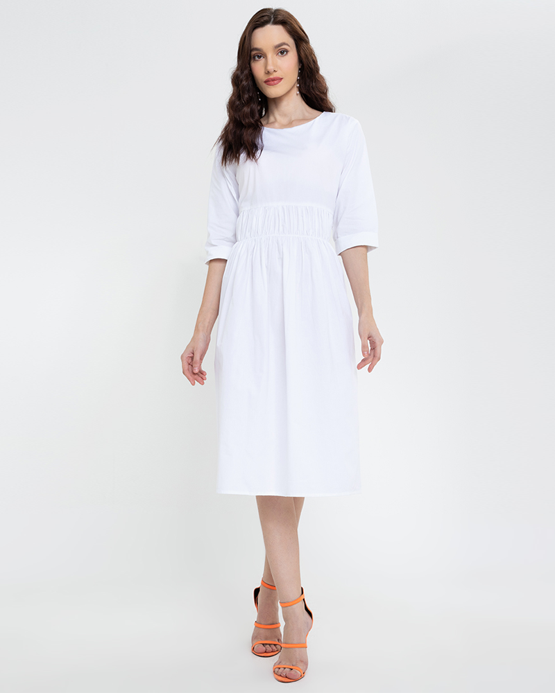 Millie Shirred Detail 3/4 Sleeves Short Dress