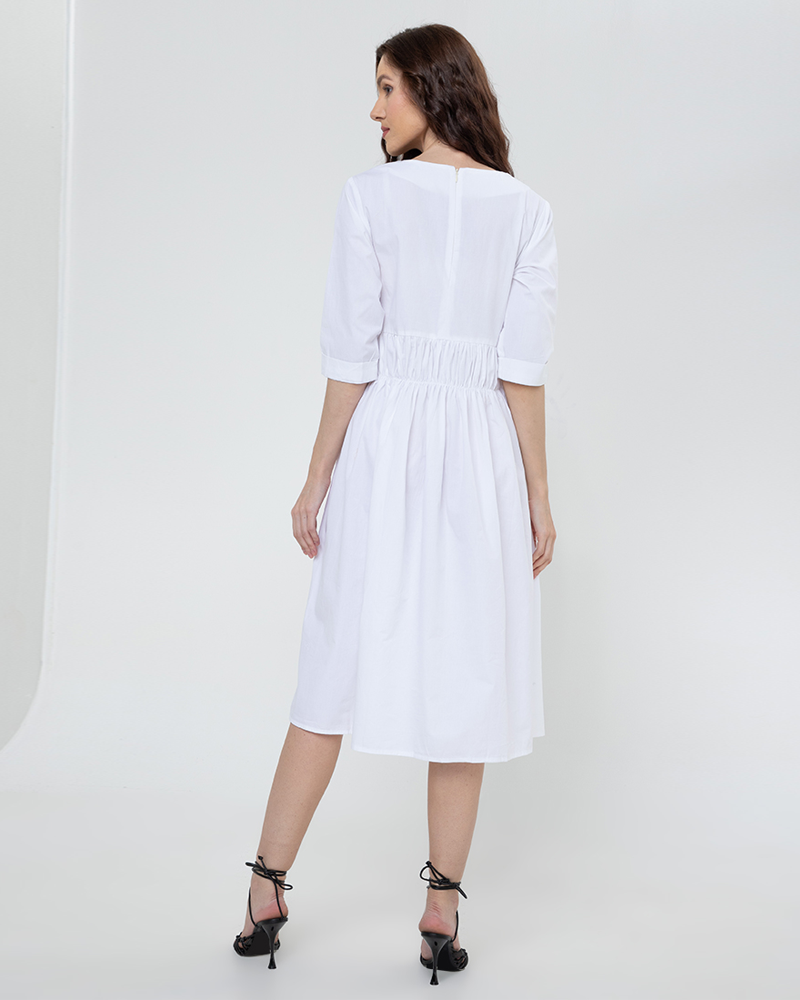 Millie Shirred Detail 3/4 Sleeves Short Dress