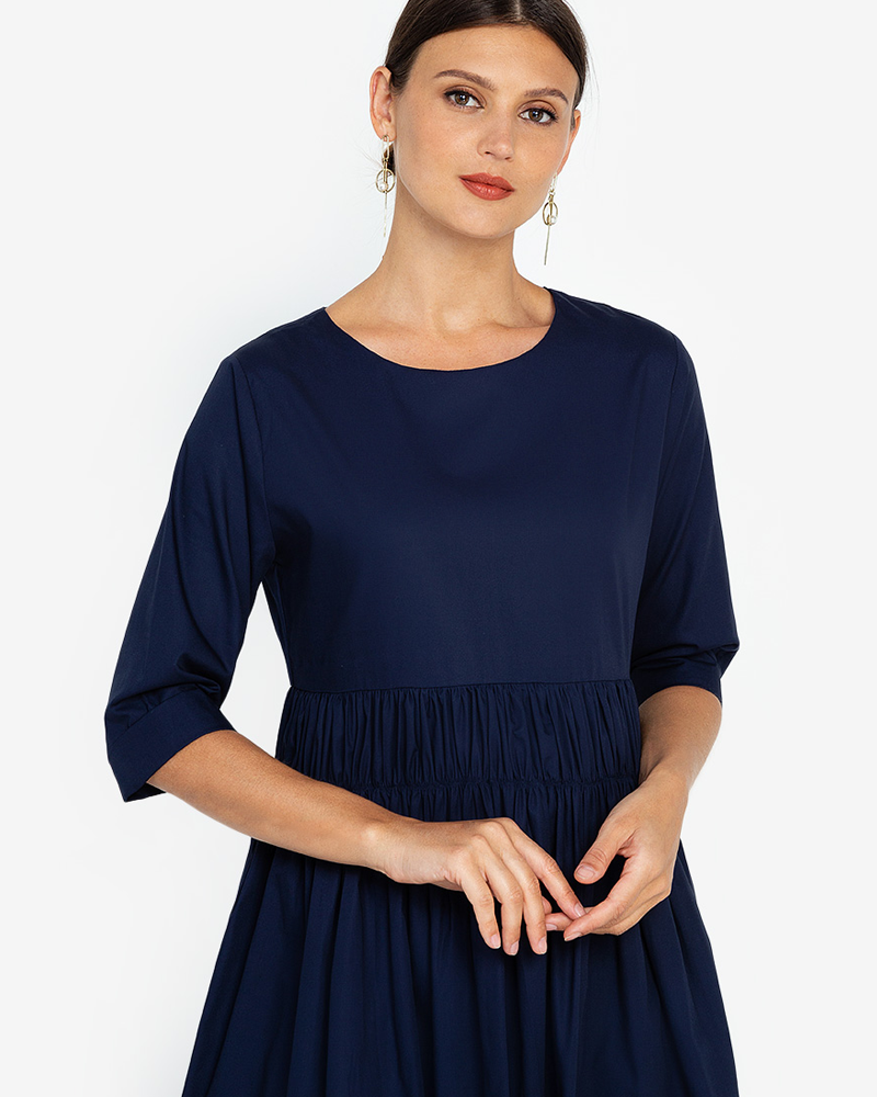 Millie Shirred Detail 3/4 Sleeves Short Dress