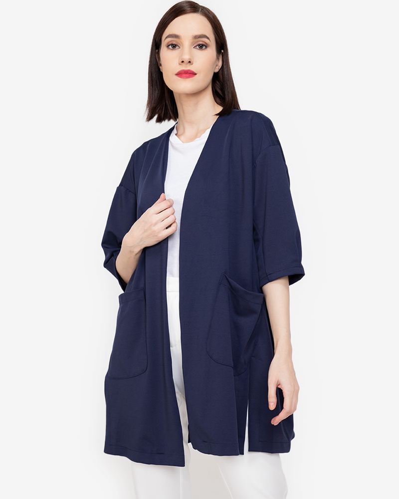 Mirea Pocketed Open-Front Coat