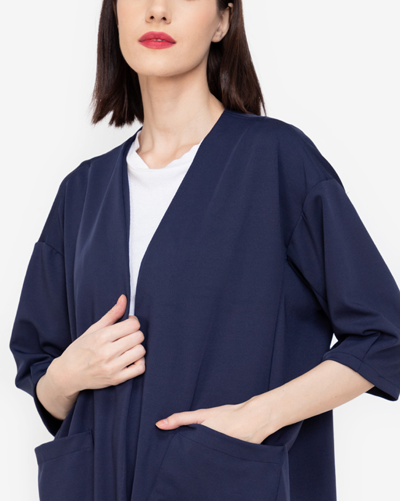 Mirea Pocketed Open-Front Coat