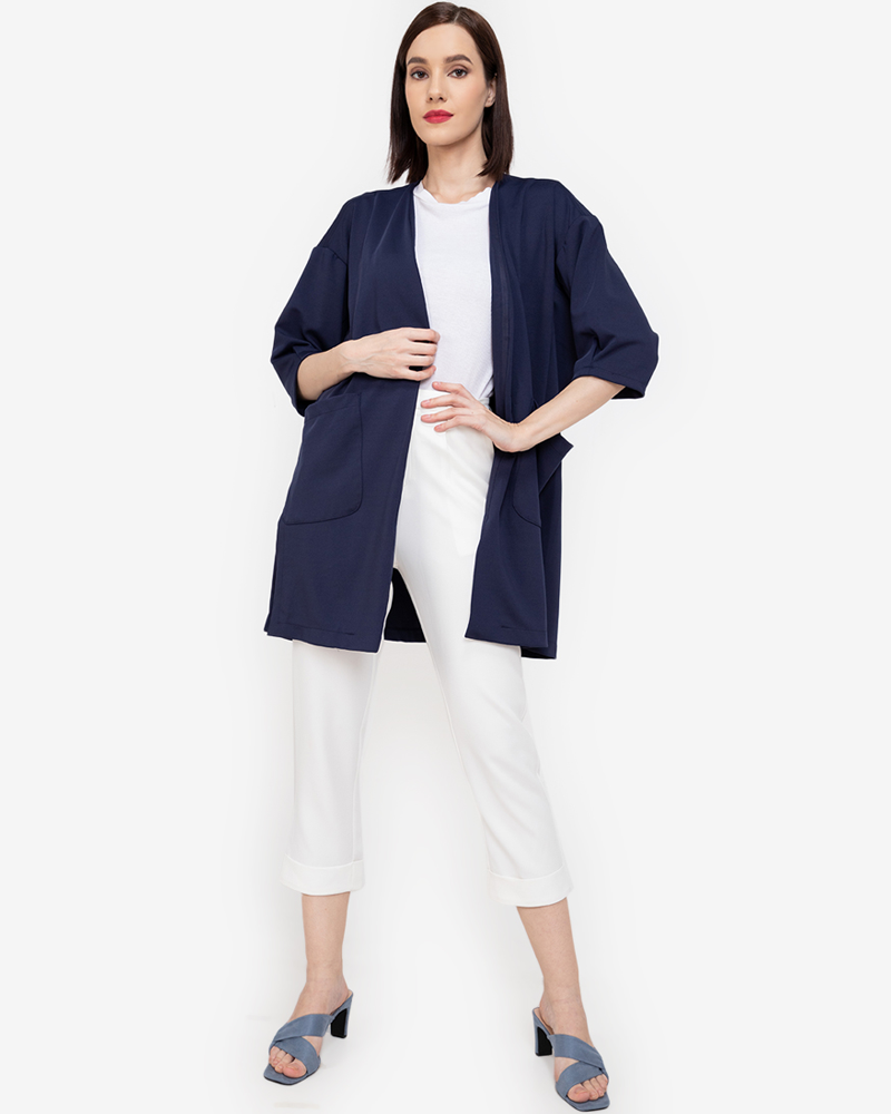 Mirea Pocketed Open-Front Coat