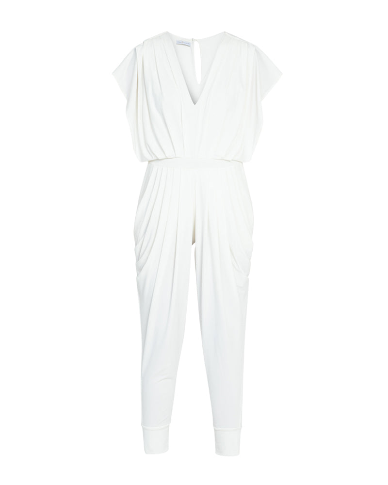 Nora V-Neck Pleated Jersey Jumpsuit