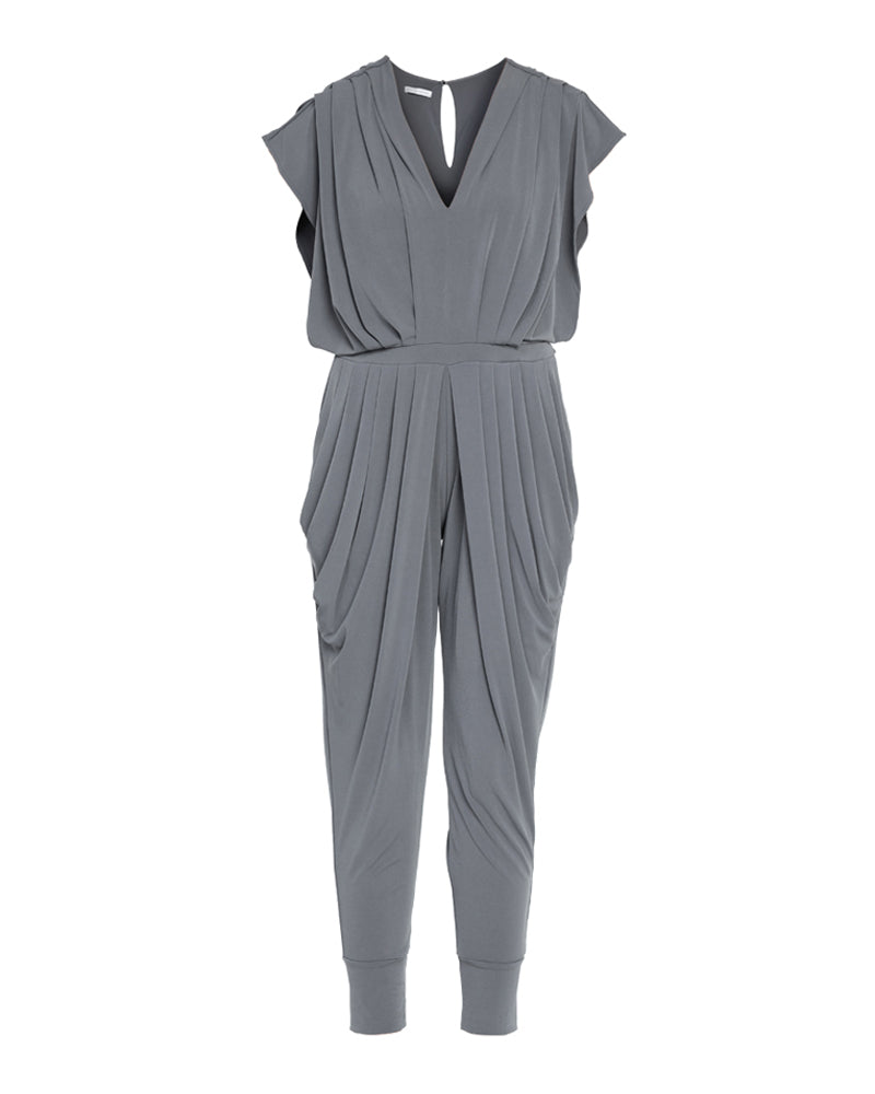 Nora V-Neck Pleated Jersey Jumpsuit