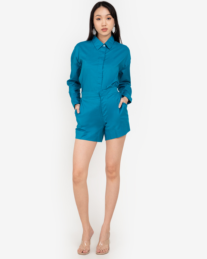 Parker Button-Down Long Sleeve Romper