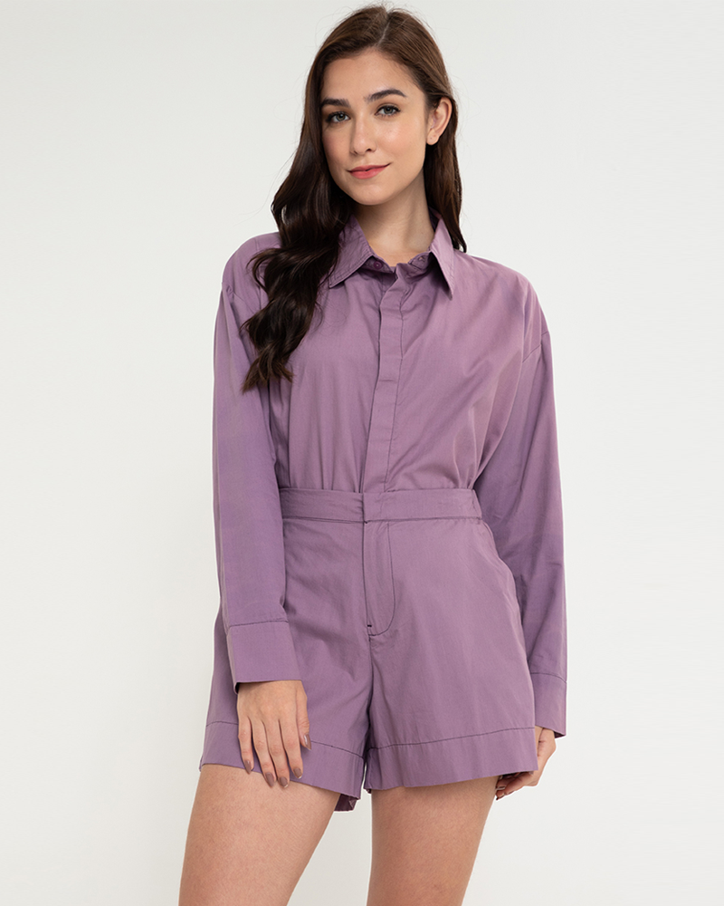 Parker Button-Down Long Sleeve Romper