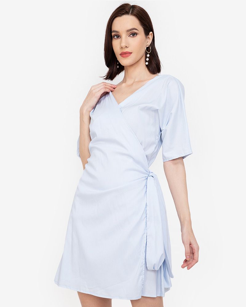 Severine Side Tie V-Neck Wrap Dress
