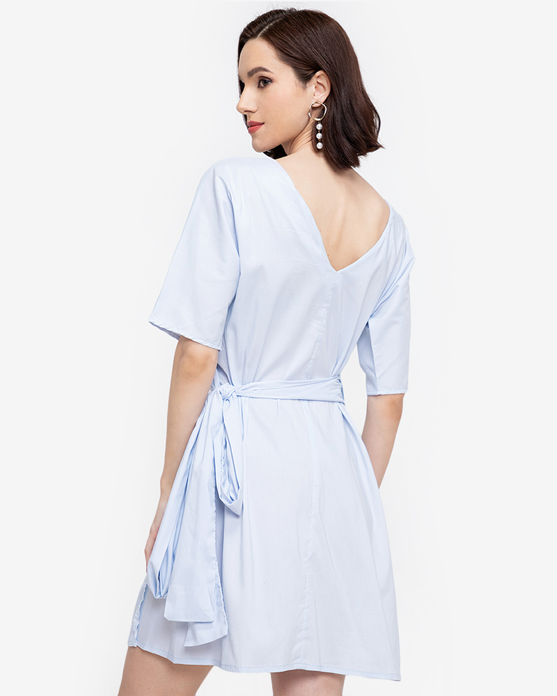 Severine Side Tie V-Neck Wrap Dress