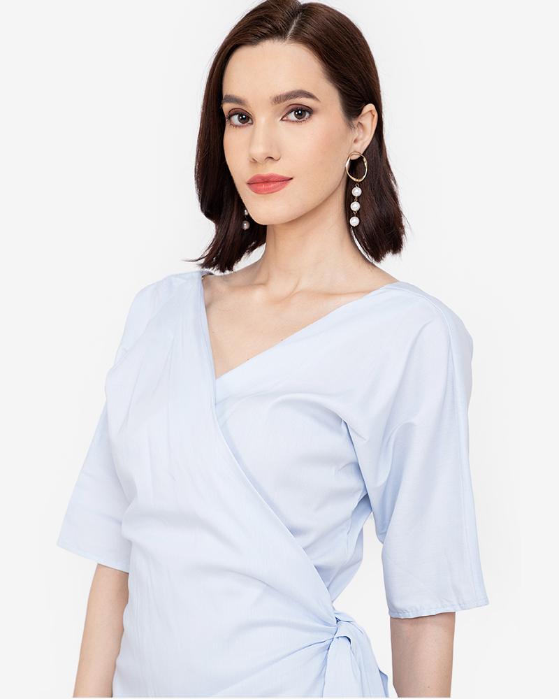 Severine Side Tie V-Neck Wrap Dress