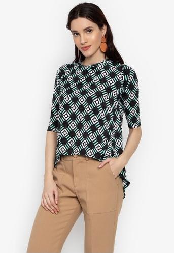 Trasienne Mint Grid Asymmetric Top