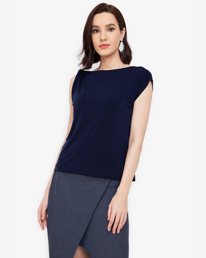 Xaila Drape Knot-Tie Sleeve Top