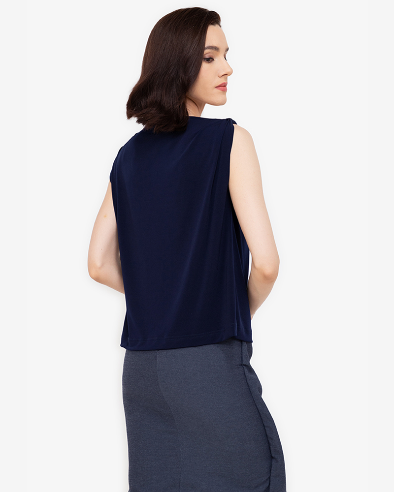 Xaila Drape Knot-Tie Sleeve Top