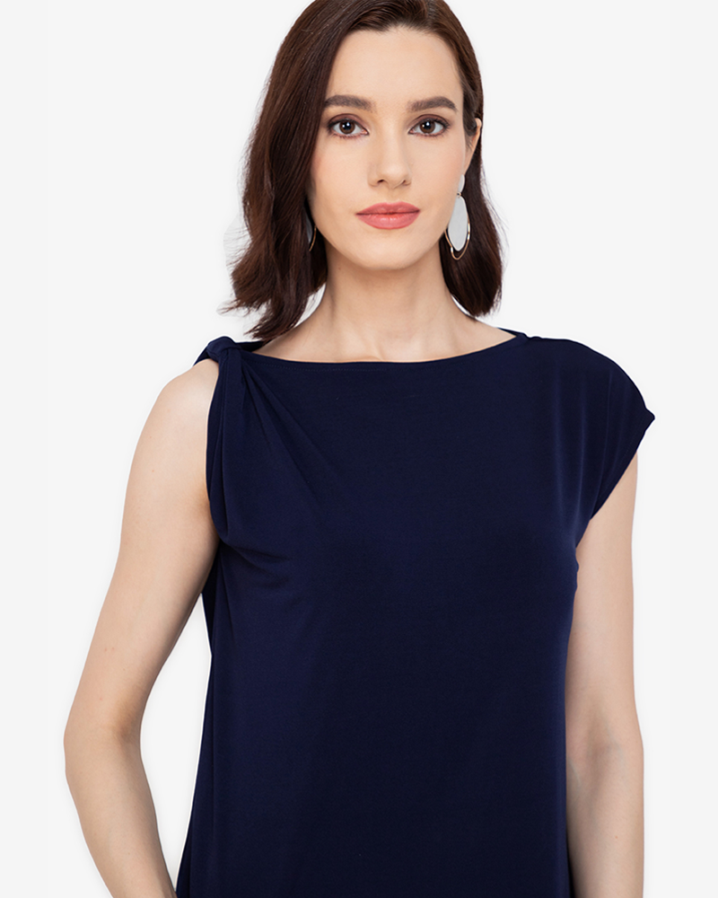 Xaila Drape Knot-Tie Sleeve Top