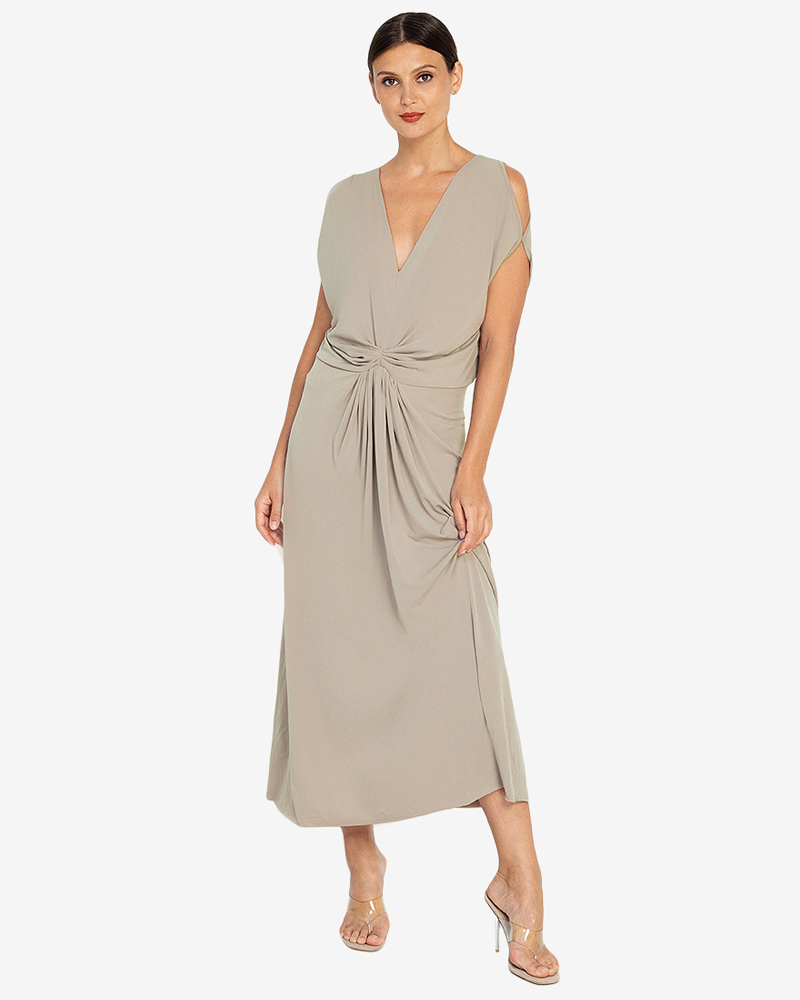 Xavia Knot-Front Sleeveless Maxi