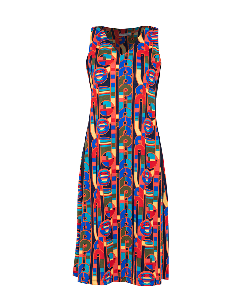 Amaya Graphic Printed Stretch V-Neck Dress