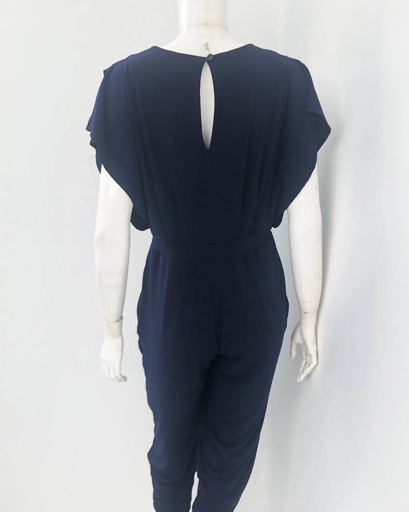 Nora V-Neck Pleated Jersey Jumpsuit