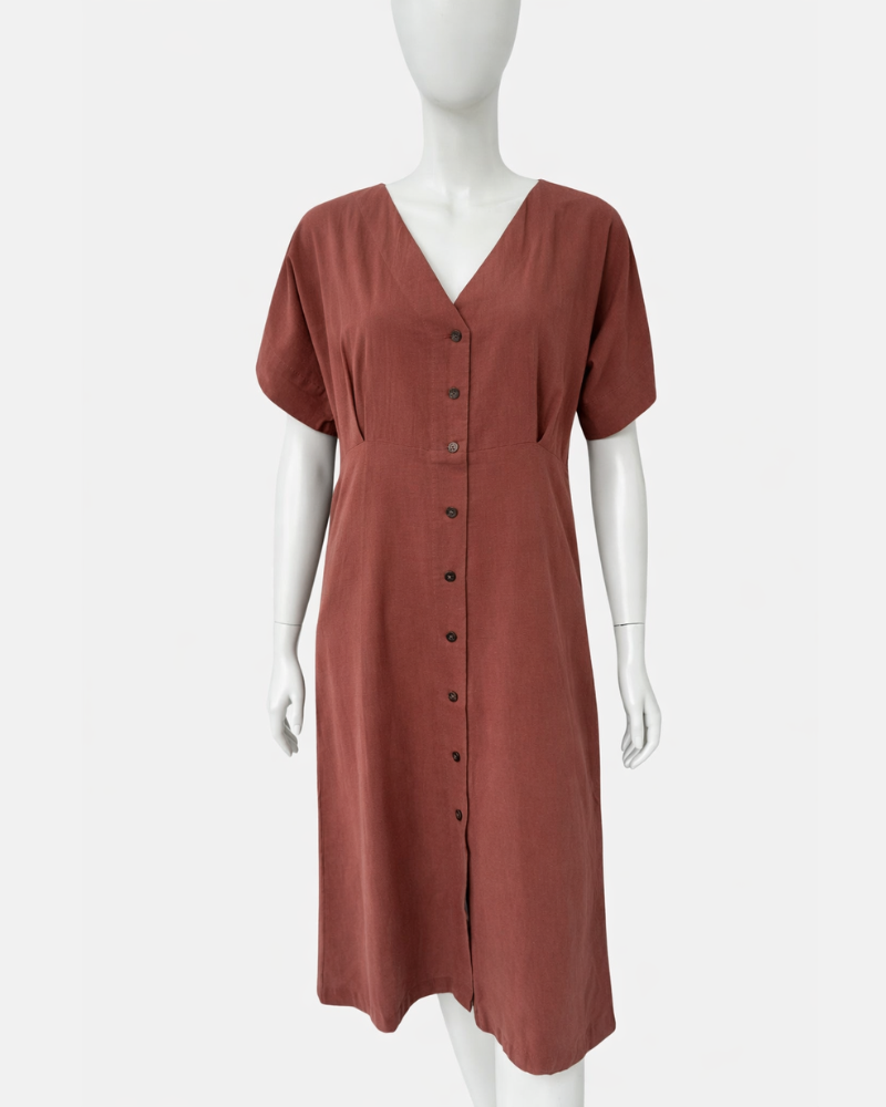 Alena Button Down Linen Short Dress - Cole Vintage