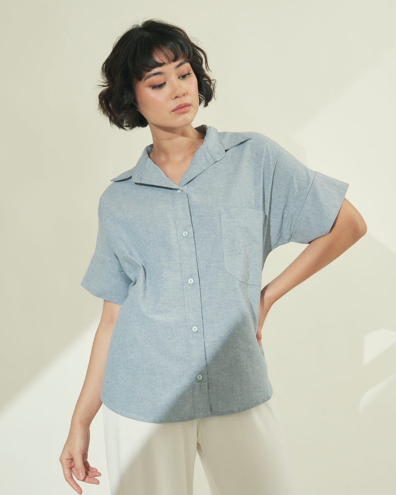 Eve Button Down Chambray Top