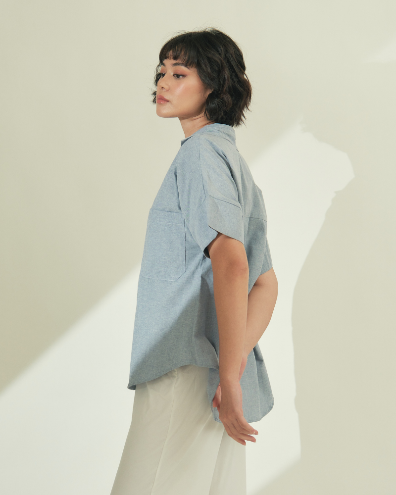 Eve Button Down Chambray Top