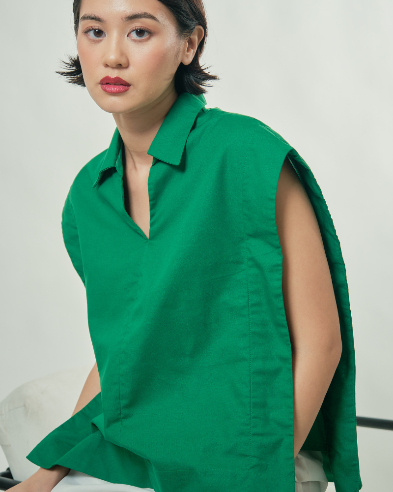 Kareen Collared Neckline Cotton Top