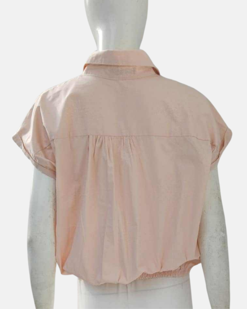 Elysia Button Down Drawstring Cropped Top