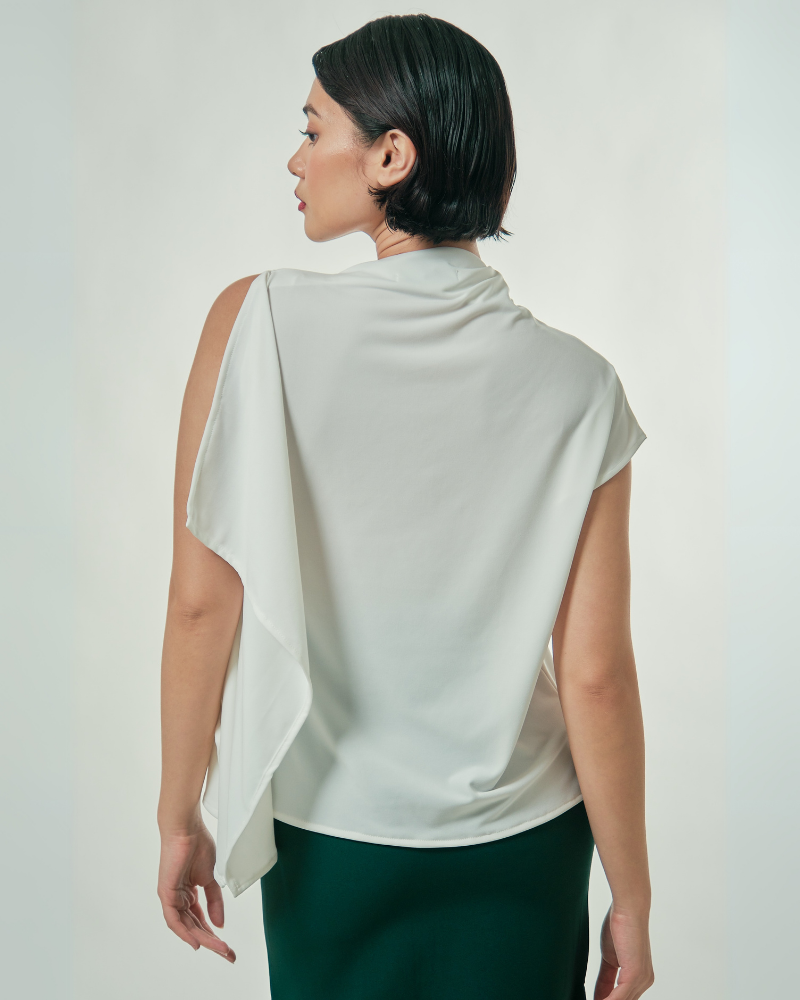 Emi Asymmetric Drape Sleeves Top