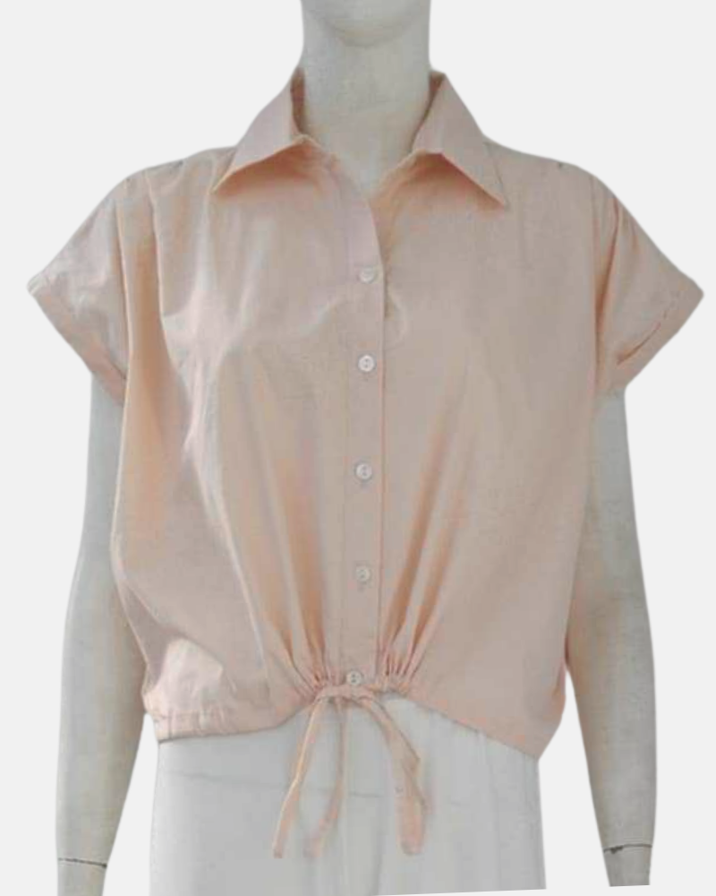 Elysia Button Down Drawstring Cropped Top