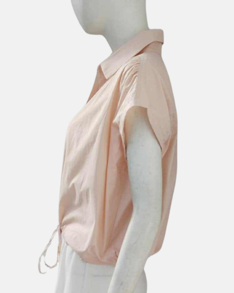 Elysia Button Down Drawstring Cropped Top