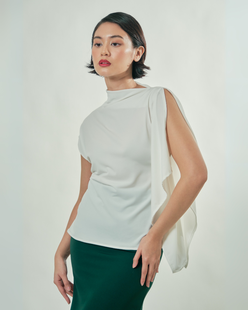 Emi Asymmetric Drape Sleeves Top