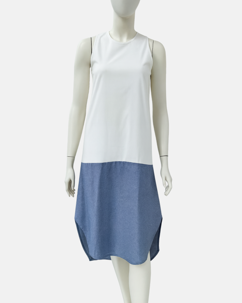 Liora Two-Tone Sleeveless Cotton Short Dress