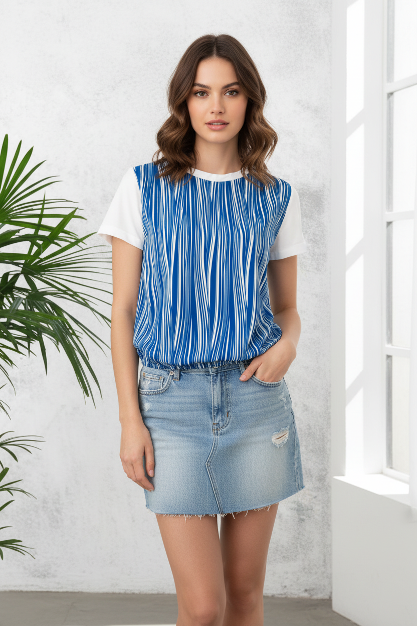 Adeya Gartered Hem Cotton Top - Cole Vintage