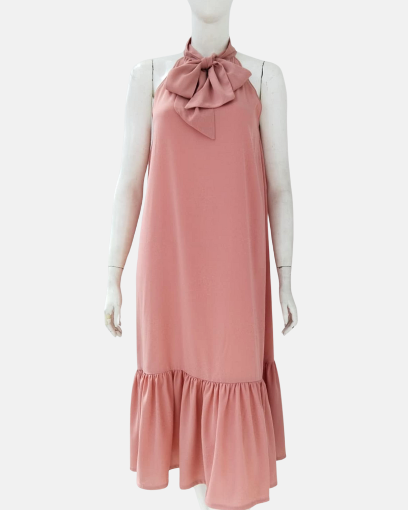 Sherpa Halter Neckline Maxi Dress
