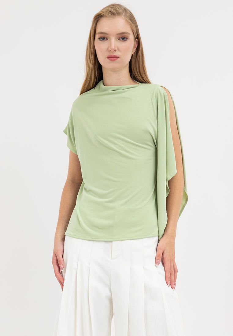 Emi Asymmetric Drape Sleeves Top