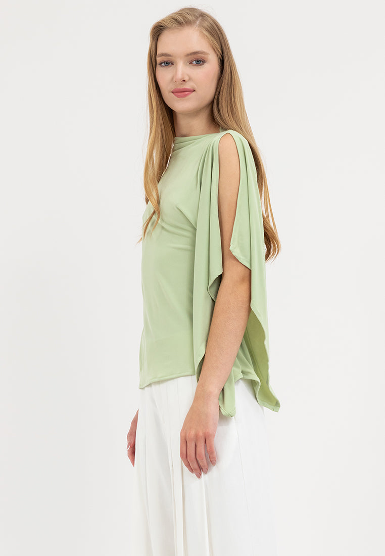 Emi Asymmetric Drape Sleeves Top