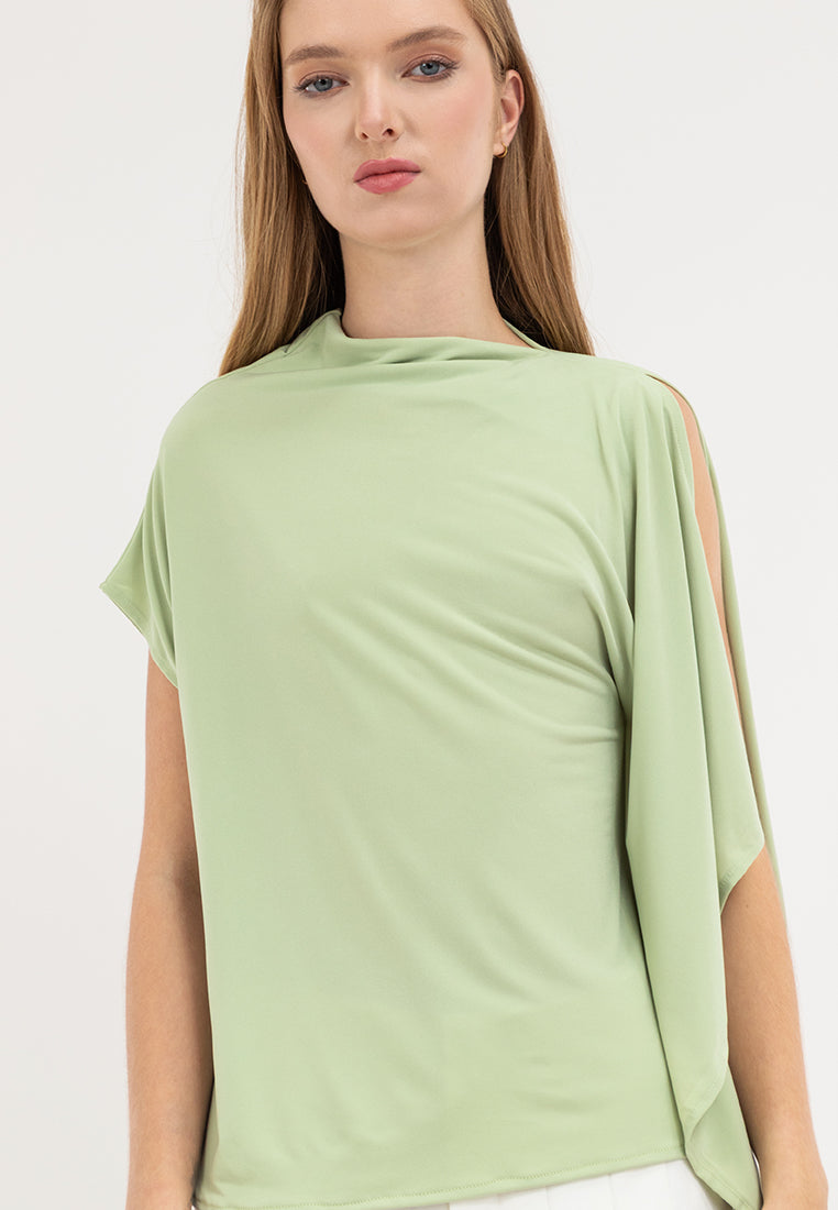 Emi Asymmetric Drape Sleeves Top