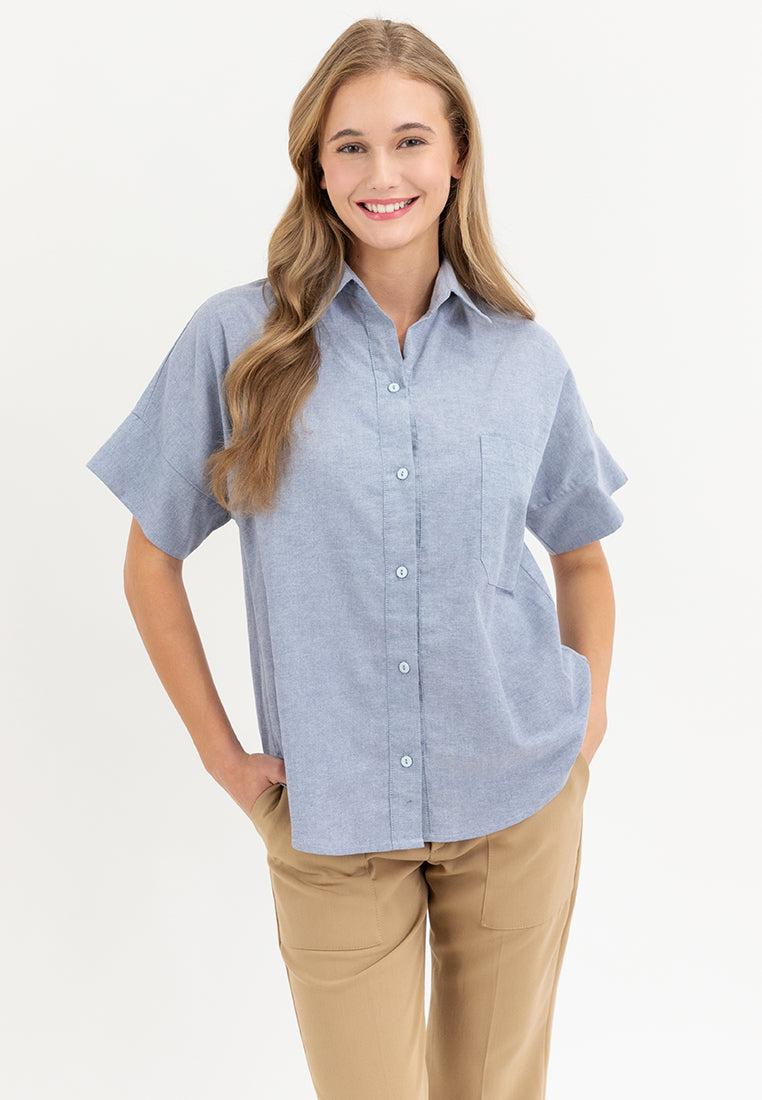 Eve Button Down Chambray Top