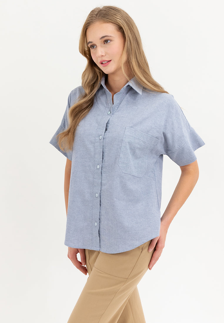 Eve Button Down Chambray Top