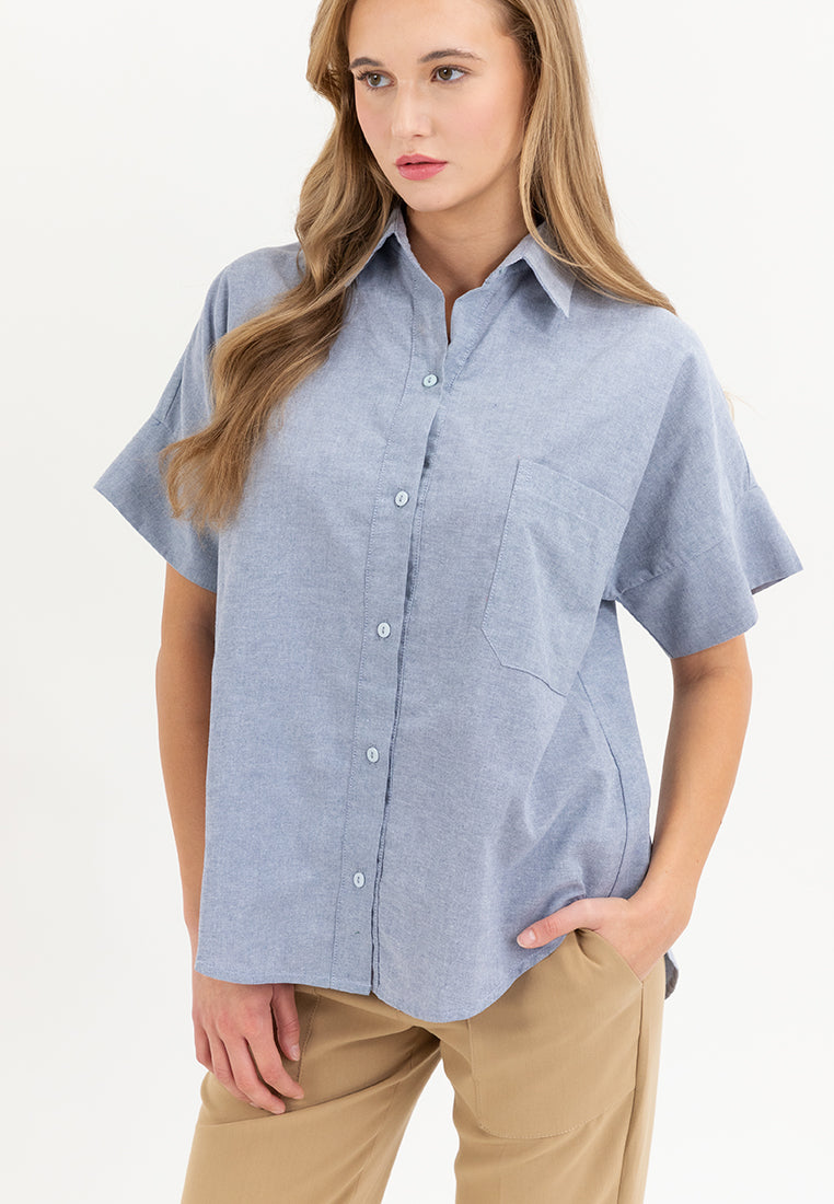 Eve Button Down Chambray Top