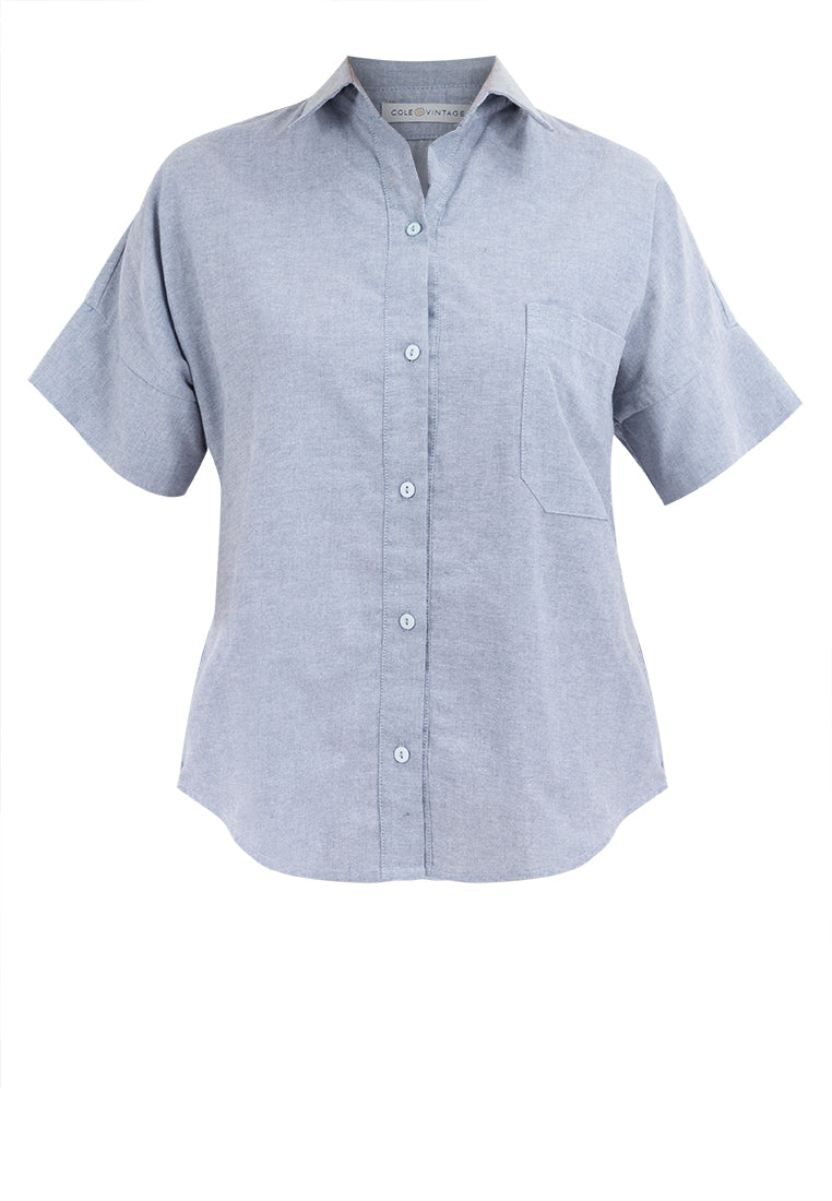 Eve Button Down Chambray Top