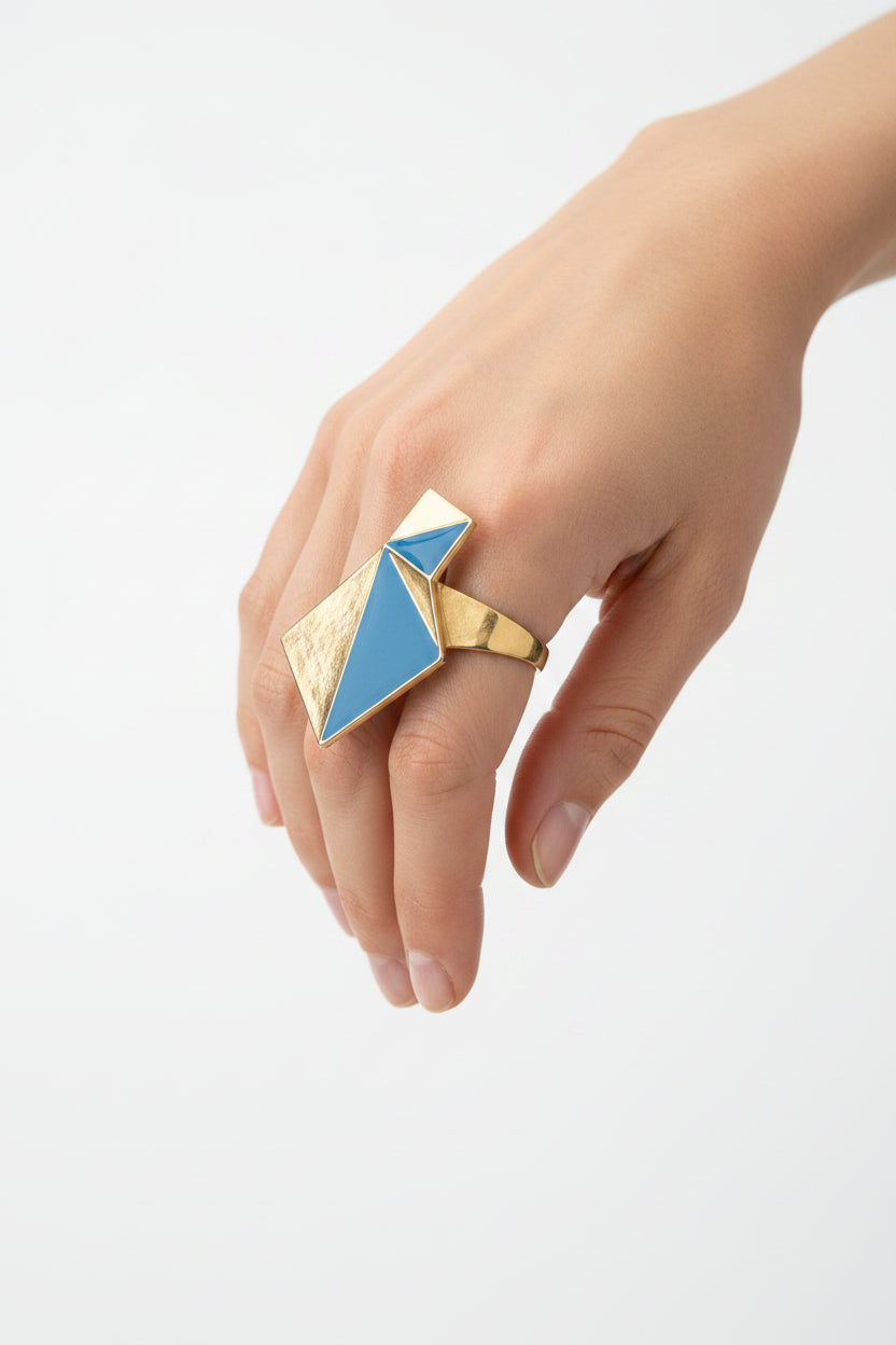 Crawford Enamel Gold Ring - Cole Vintage