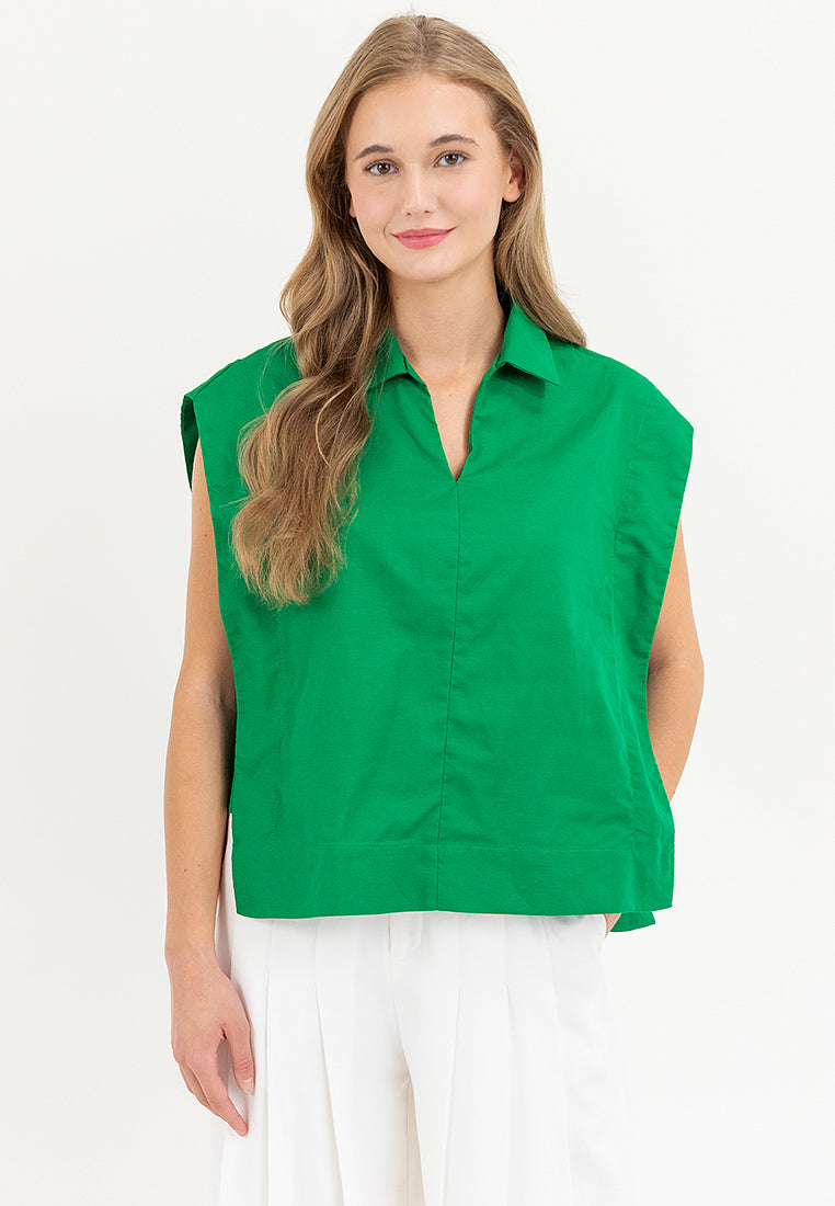 Kareen Collared Neckline Cotton Top