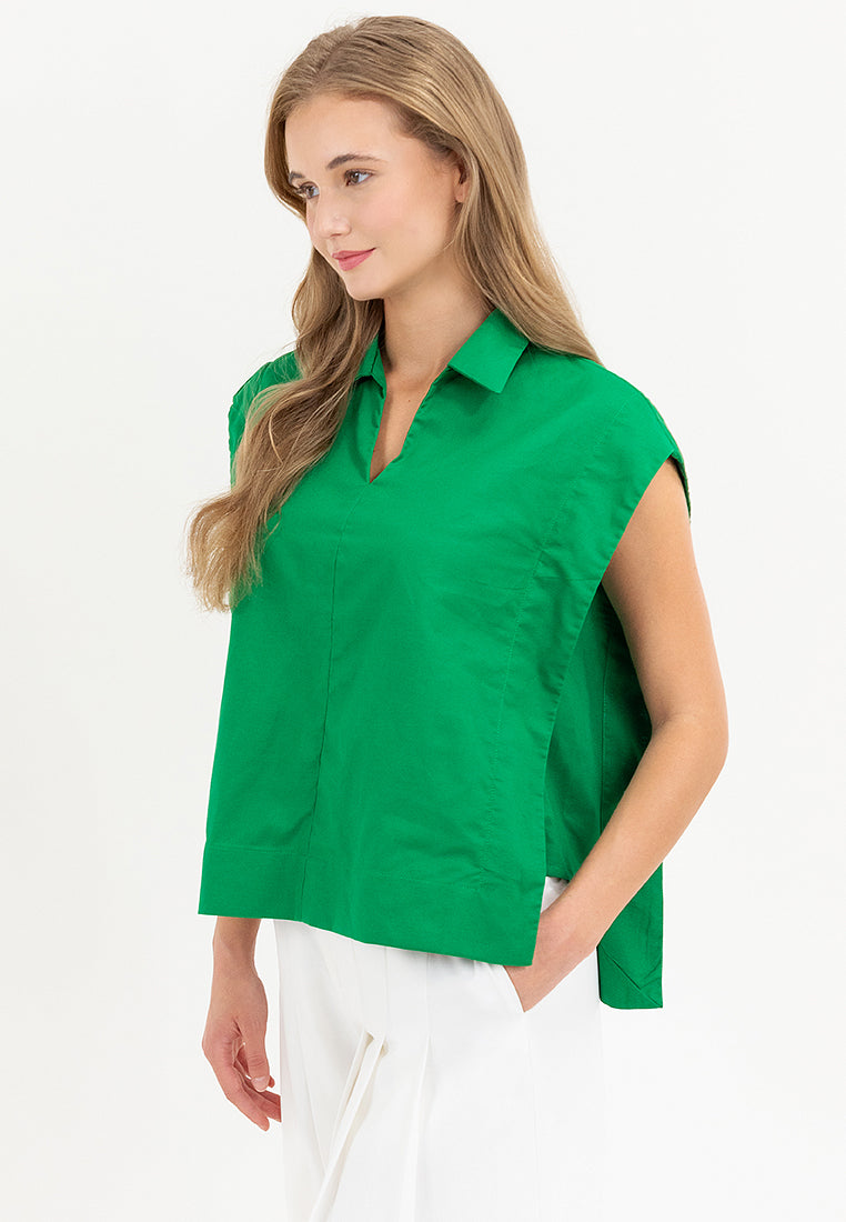 Kareen Collared Neckline Cotton Top