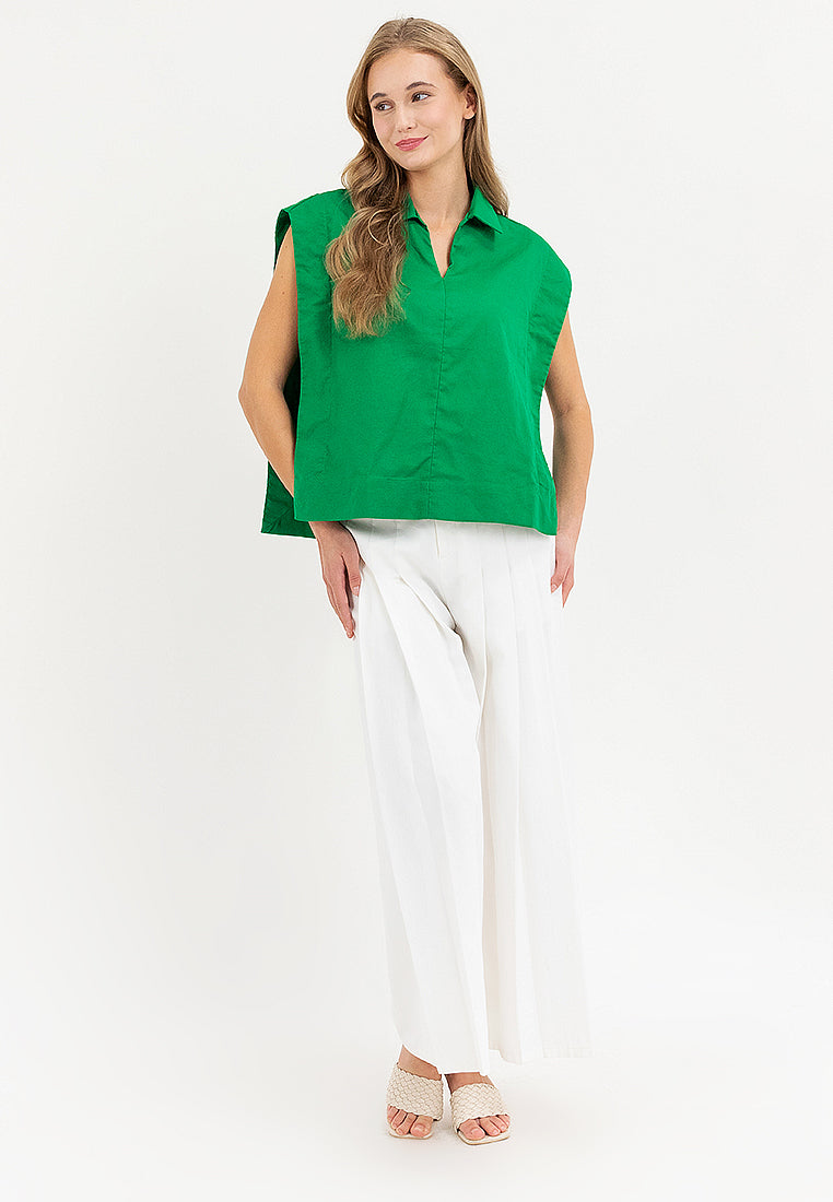 Kareen Collared Neckline Cotton Top