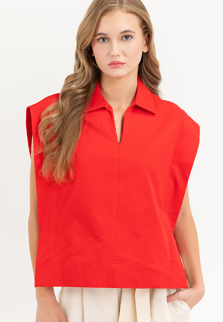 Kareen Collared Neckline Cotton Top